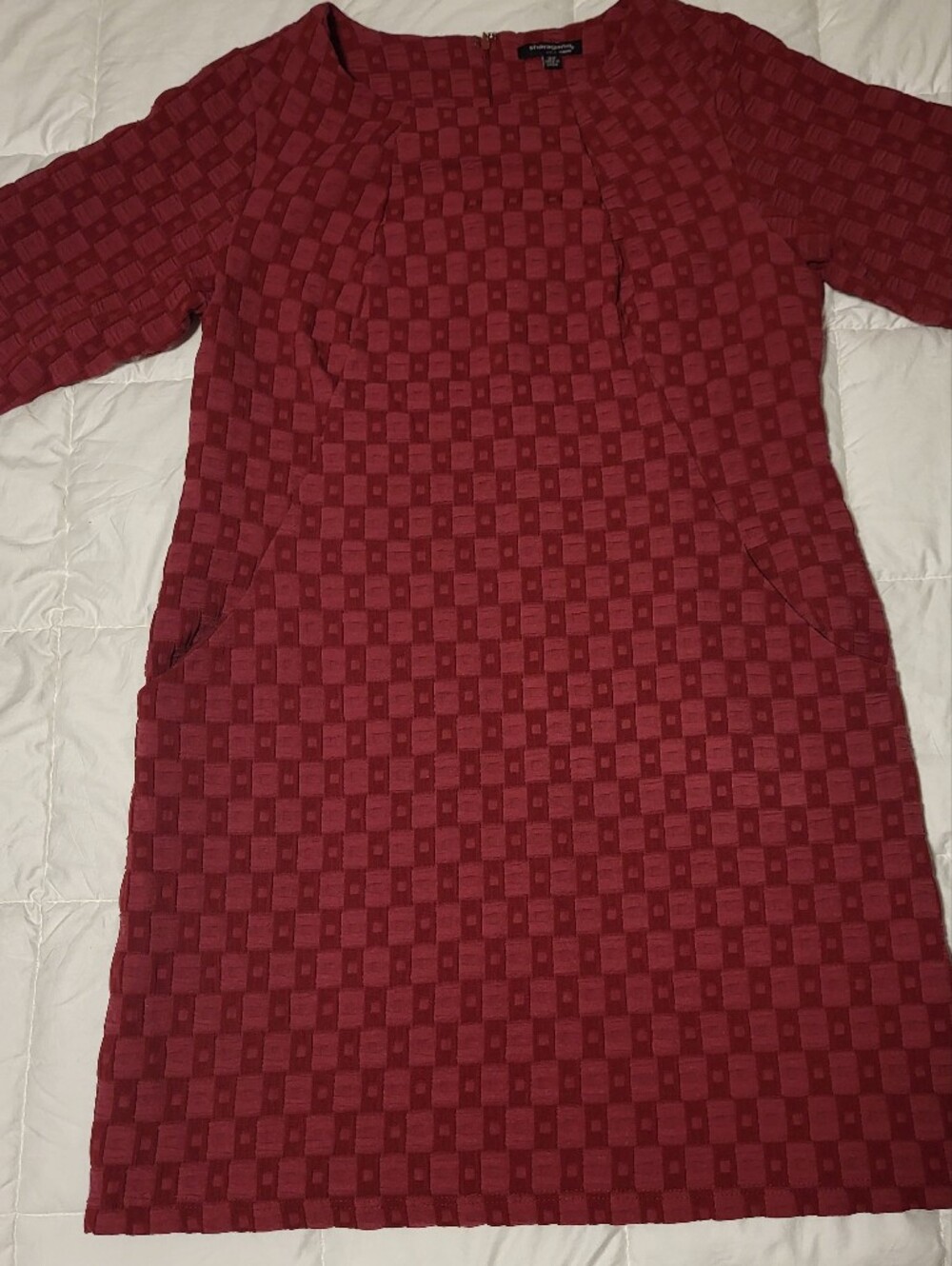 Sharagano Red Checkered Shift Dress With Pockets